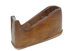 VINTAGE OPEN JAPAN MCM FAUX WOOD GRAIN COMPOSITE CAST DESKTOP TAPE DISPENSER