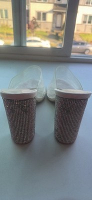 Wild Diva Lounge Women s US 10 Clear PVC Rhinestone Slide Sandals Open Toe