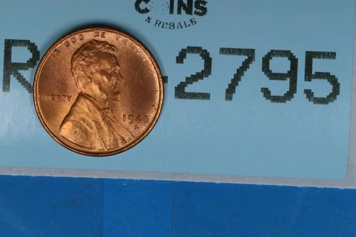 1945-S RED BU UNC 1c LINCOLN WHEAT BACK CENT PENNY RAW-2795
