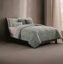 Sea Green Comforter Set King 6pc Decorative Pillow Boho Chic Floral Paisley Look