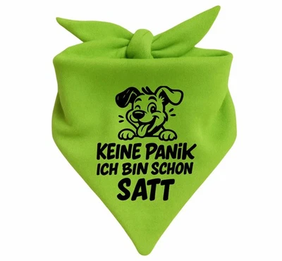 KLEINER FRATZ Dreieck Hundehalstuch bedruckt mit Keine Panik ich bin schon satt
