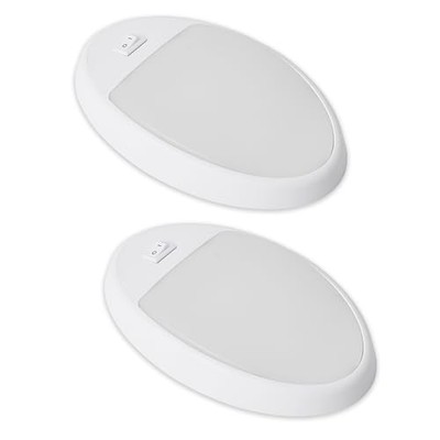 Facon 2-Pack 12V DC RV Ceiling Dome Light with Small Pancake Light, 2Packs