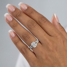 Side Stone Engagement Ring Solid 14K Gold 2.50 CT Oval Lab-Grown Diamond D VS2