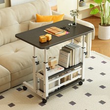 Mobile Computer Desk Laptop Table Height Adjustable Small Workstation with Wheel