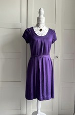 Vintage Monsoon Purple Dress Fit & Flare Skater Size 10 VGC
