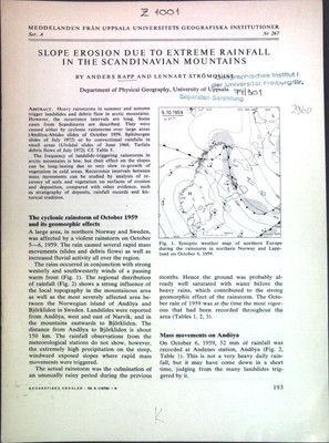 Slope erosion due to extreme rainfall in the Scandinavian mountains; Rapp, Ander