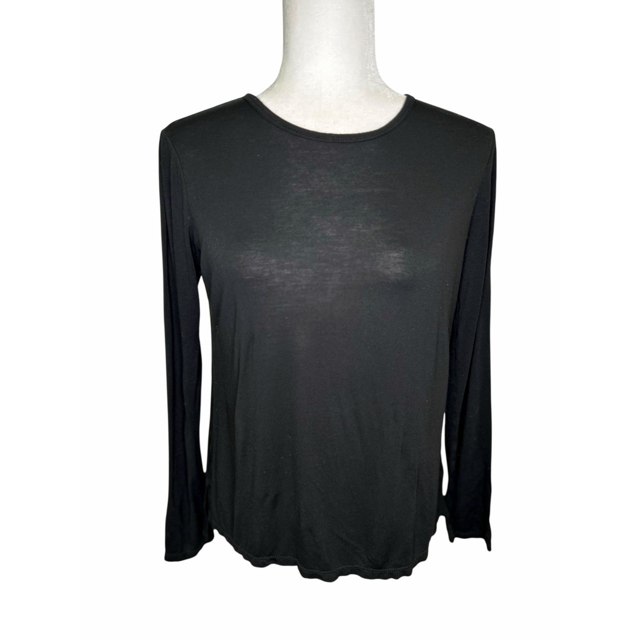 Theory Aller Drapey Black Basic Pullover Long Sle… - image 1