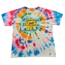 Monkey Business Camp T-Shirt Multicolor teen Tie Dye Short Sleeve Crew Neck.