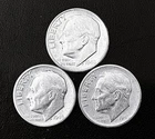 1948 P-D-S 10c SILVER Roosevelt Dimes, Lot of 3 Coins, Year Set.     (R193)