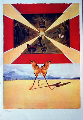 Salvador DALI: Roussillon - Originale Lithographie Signiert SNCF, Suite Papillon