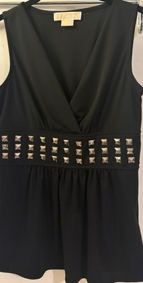 Michael Kors Studded Beaded Sleeveless Black Top Size 2