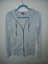 Eddie Bauer Women's XS Gray Full Zip Hooded Sweatshirt Long Sleeve Thumbholes