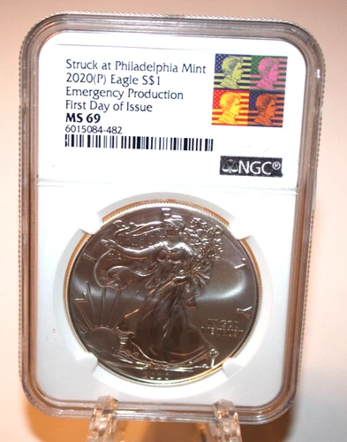 NGC 2020-(P) MS69 Silver Eagle Emergency Prod. Struck at Philadelphia- FDOI