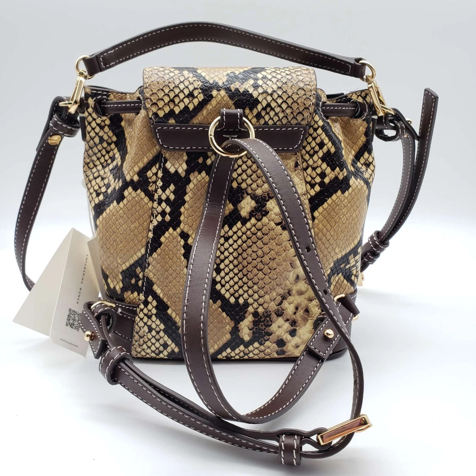 Authentic Tory Burch Python Embossed Leather Bucket Bag w/Tassel (New With Tags) — image 4