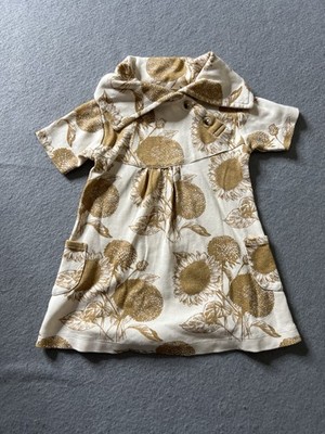 Kate Quinn Sunflower Pocket Dress Girls 18-24 Months 100% Organic Cotton Gold