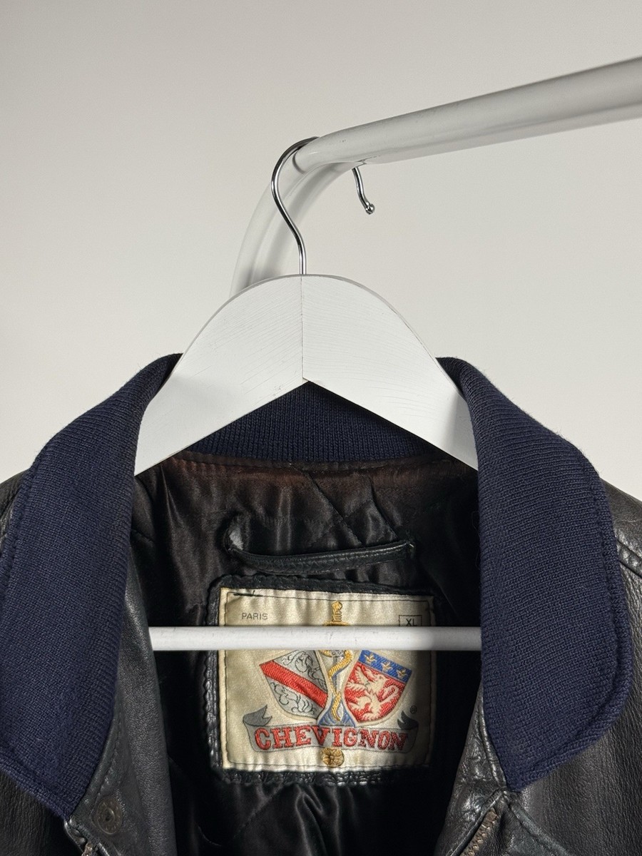 Made In France Vintage 80s Chevignon Leather Flying Jacket Brown