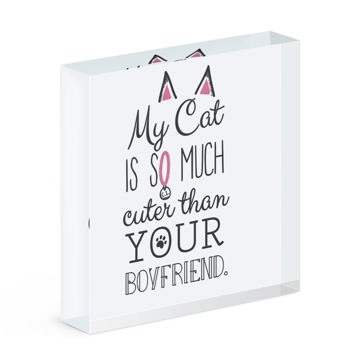 My Cat Is So Much Cuter Than Your Boyfriend Acrylic Photo Block Frame Funny