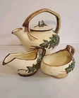 McCoy Pottery Ivy Leaf Tea Set Lidded Teapot Creamer Sugar Bowl Cottagecore