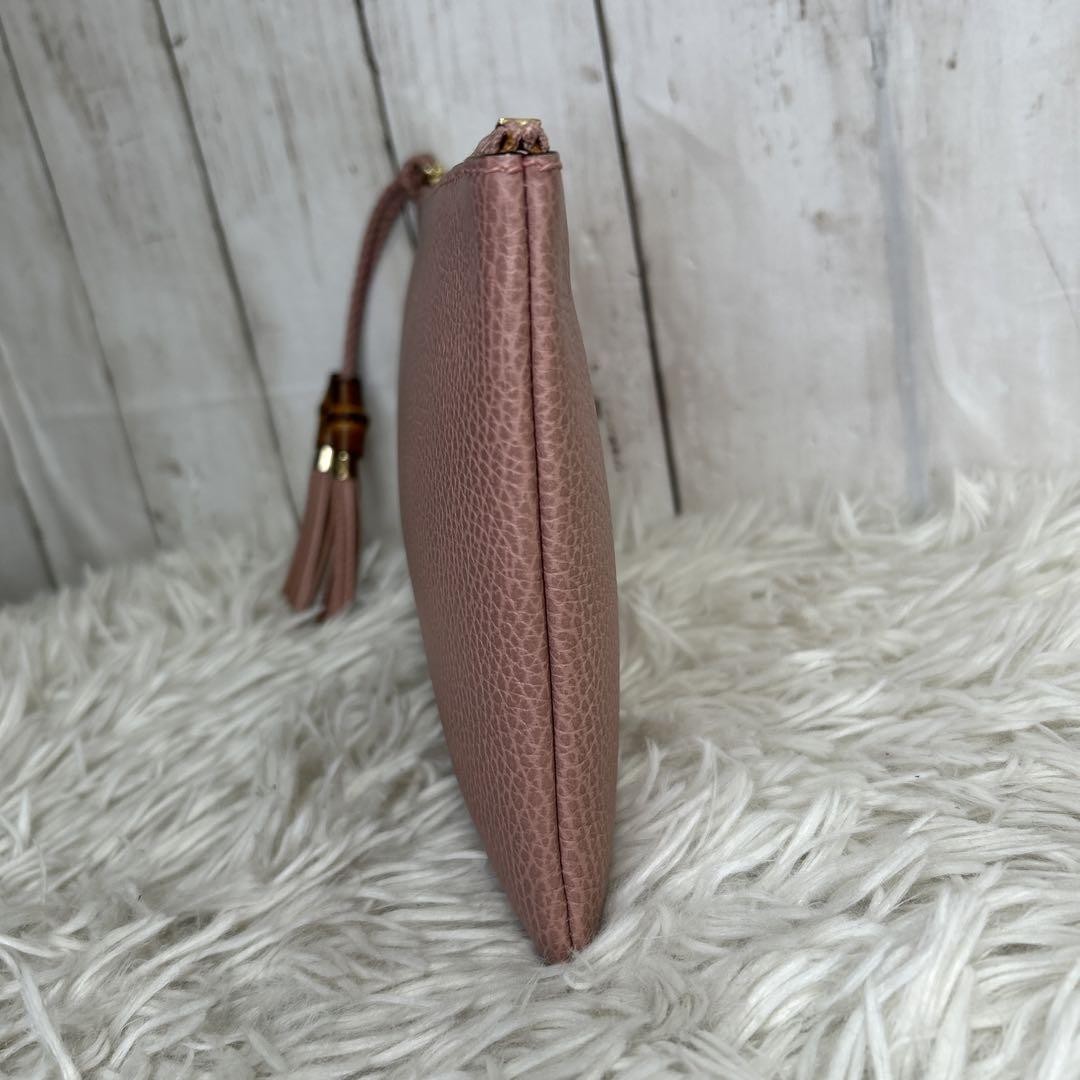 GUCCI バンブー セカンドバッグ クラッチバッグ レザー ロゴ ピンク