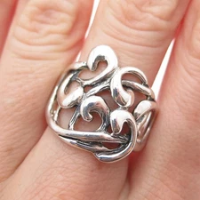 HAGIT GORALI Sterling Silver Vintage Ornate Modernist Oxidized Ring Size 9.25