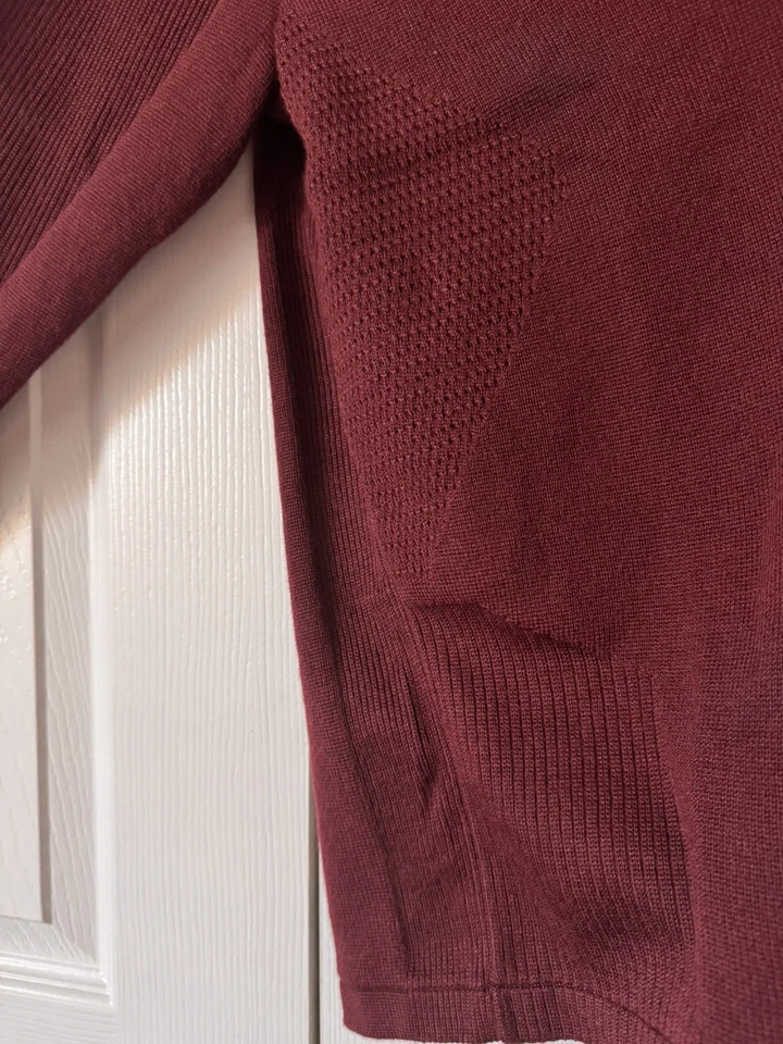 $268 RLX Ralph Lauren Performance Wool Blend Half-zip Sweater Large Burgundy - Image 3 of 4