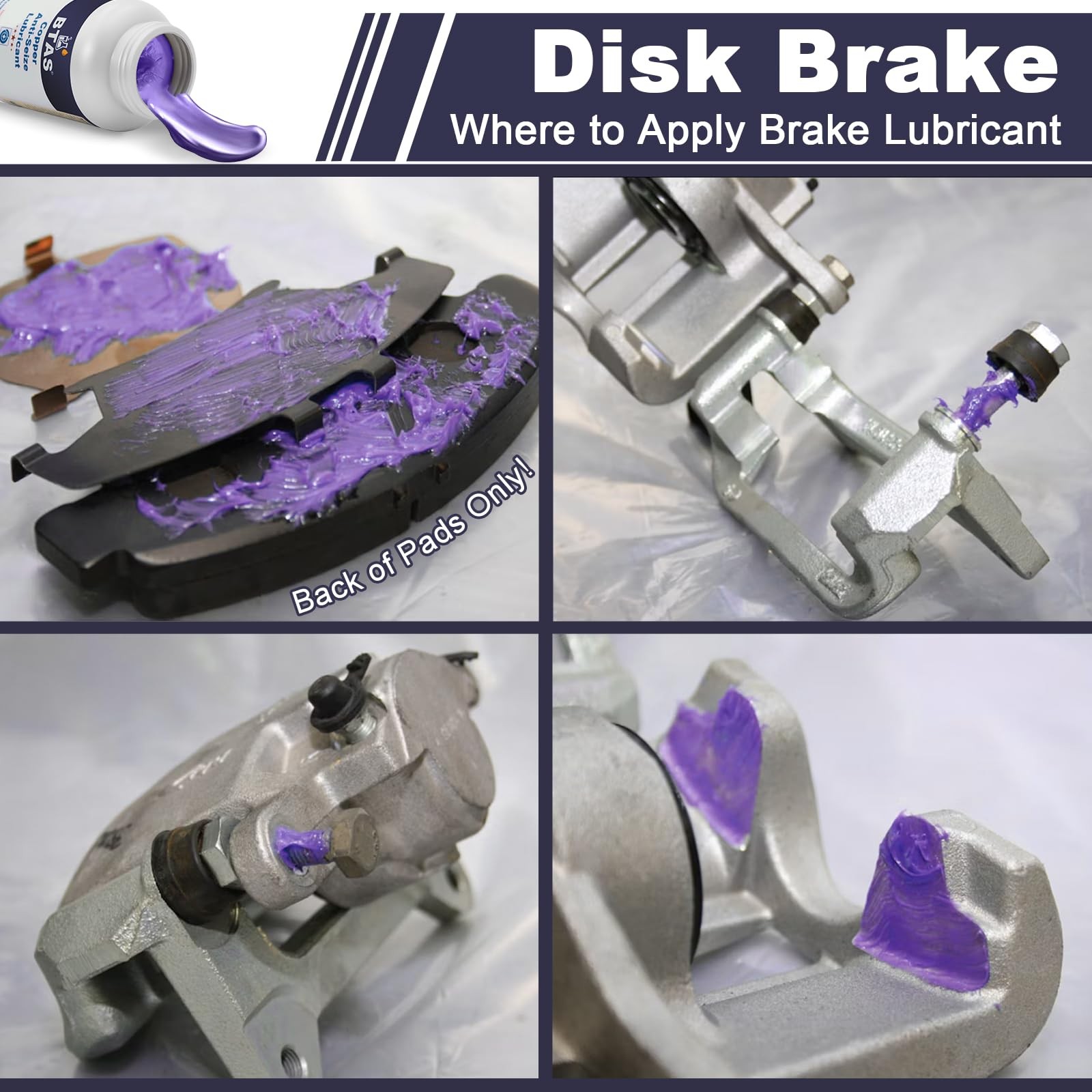 BTAS Brake Synthetic Ceramic Grease 8 oz,Anti SeizeSqueal Caliper Pad Pin Pa...