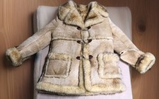 Vtg Ardney Brown Suede Shearling Sheepskin Co...