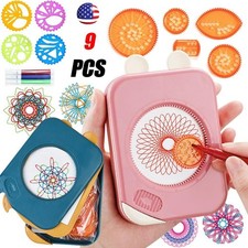 Travel Spirograph Design Toy Portable Arts Crafts Activity Interlocking Toys Set