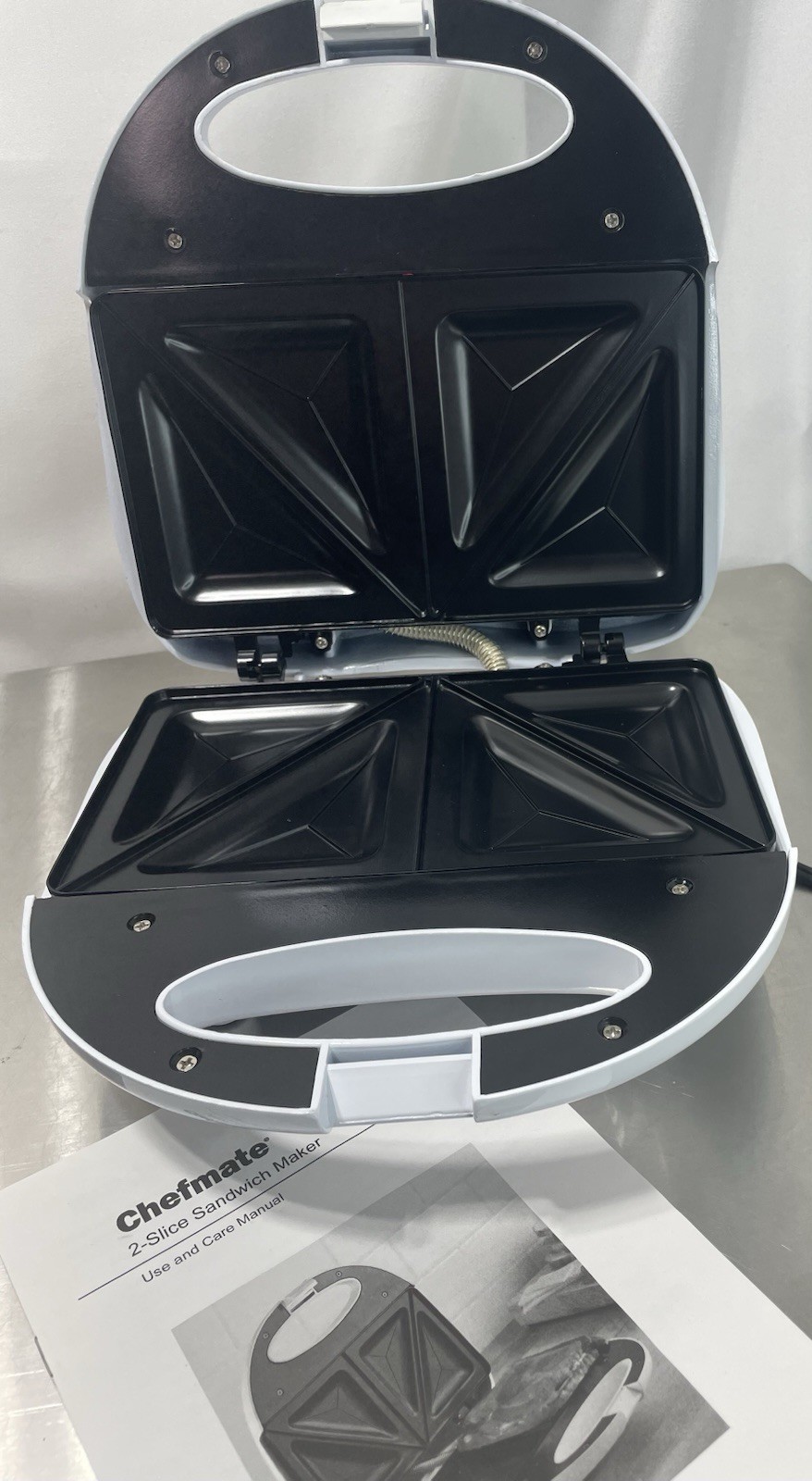 Chefmate Sandwich Maker Non-stick Coated Plates New No Box Model SW-7 600 Watt