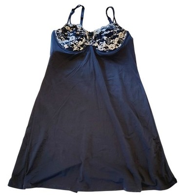 Amoena 40B Black Full Slip Lace Detail With Adjustable Straps NWT