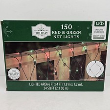 Holiday Time 150 Red Green Net Lights Green Wire 6 ft x 4 Ft