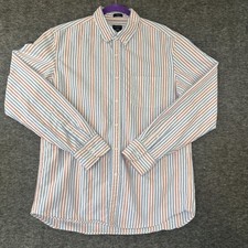 J.Crew Flex Oxford Shirt Slim Fit Mens Large Red White Blue Stripe Button Down
