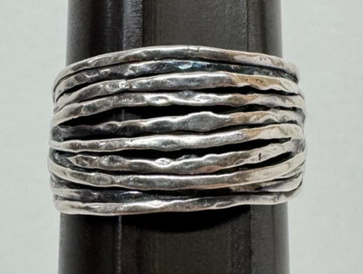 Designer Sterling Silver Layered Multi Band Wrap Ring Size 10.5 [086GRS]