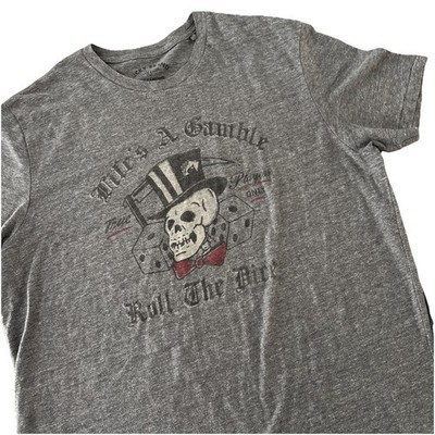 Lucky Brand Life s A Gamble Roll The Dice Graphic T- Shirt Gray size mens XL