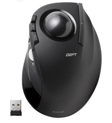 ELECOM DEFT PRO 1500 DPI Wireless Trackball Mouse - Black (M-DPT1MRXBK)