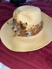 Adolfo II New York-Paris Vintage Straw Hat With Feather Band
