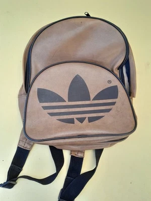 Vintage Adidas Backpack Mens Brown 90s Faux Leather Broken Zippers AS-IS Repair - Image 1 of 3