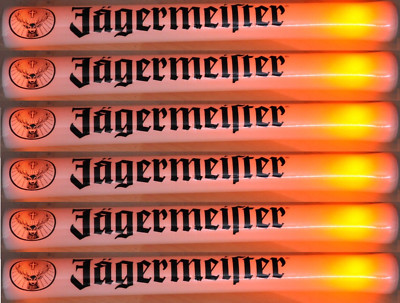 6 Stück Jägermeister USA Schaumstoff Leuchtstab Party Deko 40 cm Leuchtstange