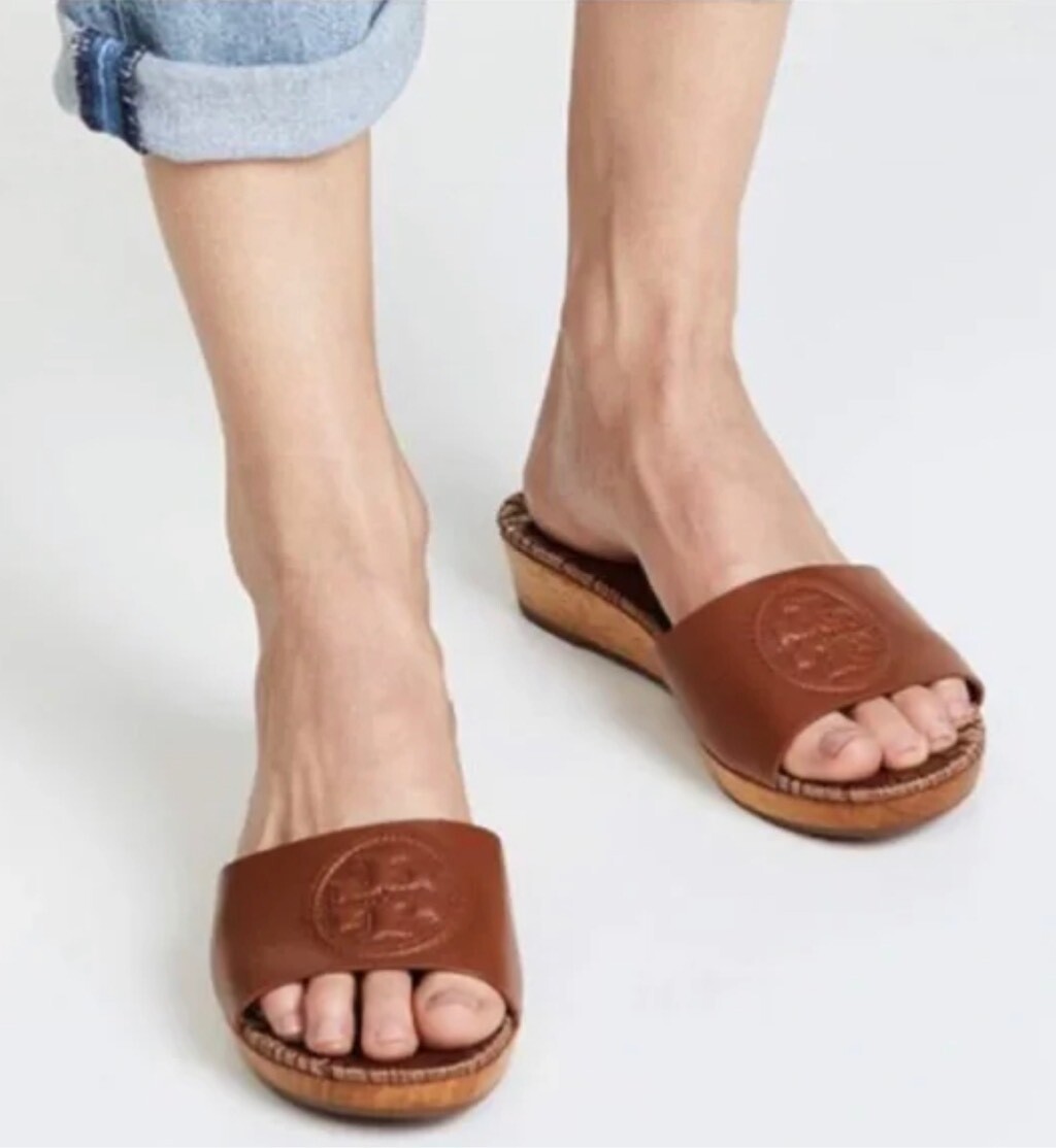 Tory Burch Patti Wedge Slide Leather Sandal Size 5.5 | eBay