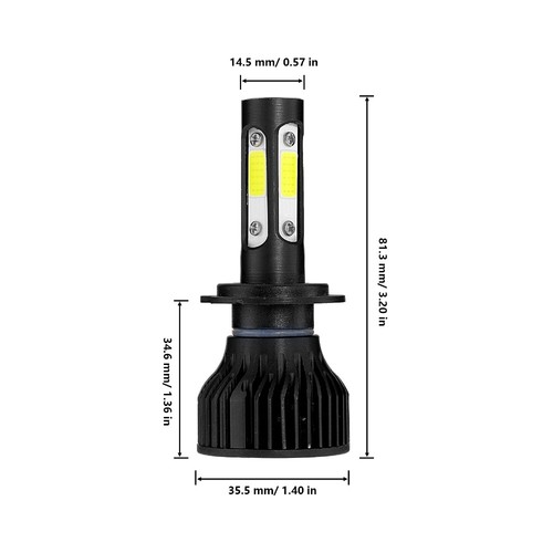 Kit Lampadine Fari LED 4 Lati 360° H7 COB 2400W 360000 LM Hi/Lo Beam 6500K Bianco - Foto 3 di 12