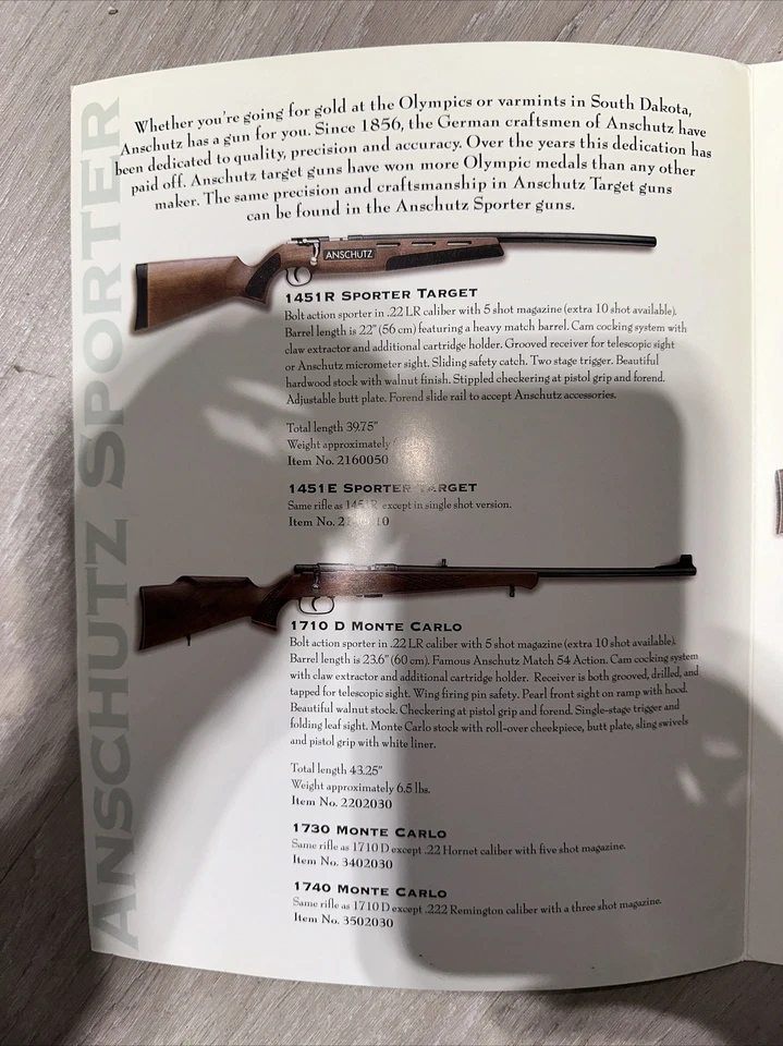 Anschutz Product List pamphlet foldout catalog Vintage Go For The Gold - Image 2 of 4