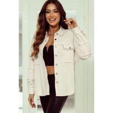 Studded Button Up Collared Neck Denim Jacket
