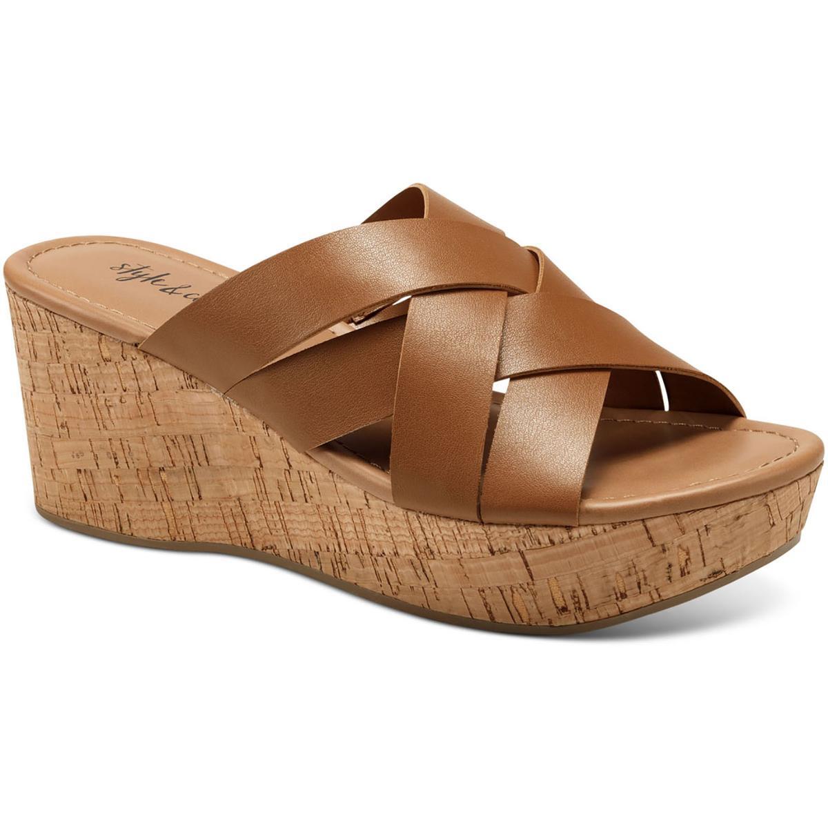 Style & Co. Женские босоножки VIOLETTE Tan на танкетке, размер 9,5 (B,M), BHFO 5177