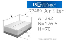 Luftfilter ISOFILTER FILTRI 72489 für Audi A1 Sportback (GBA )(2018- >) 2,0 -