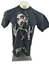 Vintage 90s 2pac Tupac Shakur 2 Sided USA Made Thug Life Black M OG Westside