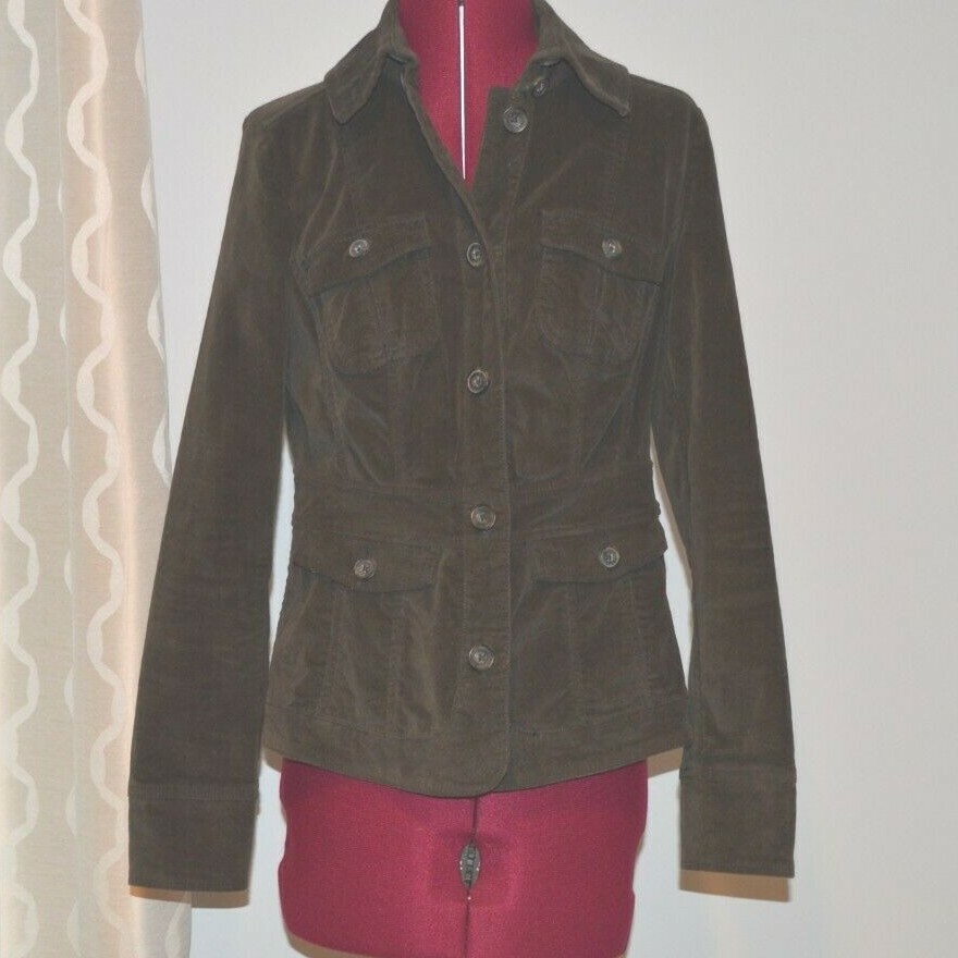 Sonoma Kohl's Brand Women's S Olive L/S Corduroy Utility Jacket Stretchy Cotton eBay