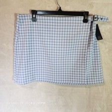 Wild Fable Size L Blue Check Elastic Waist Unlined Tie Wrap Skirt NWT Women's