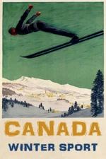 Canada Mountains Skiing Winter Sports Ski Jumping Vintage Poster Repro FREE S/H