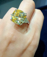 3.00 CT Cushion Cut Simulated Citrine Women's Halo Ring 925 Silver Gold Plated