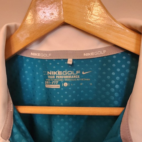 Nike Tour Preformance Womens Polo Shirt Size Large Golf Dri Fit Blue Textured - Picture 3 of 9